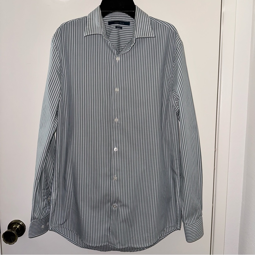Perry Ellis non iron striped button down long sleeve shirt for men size small